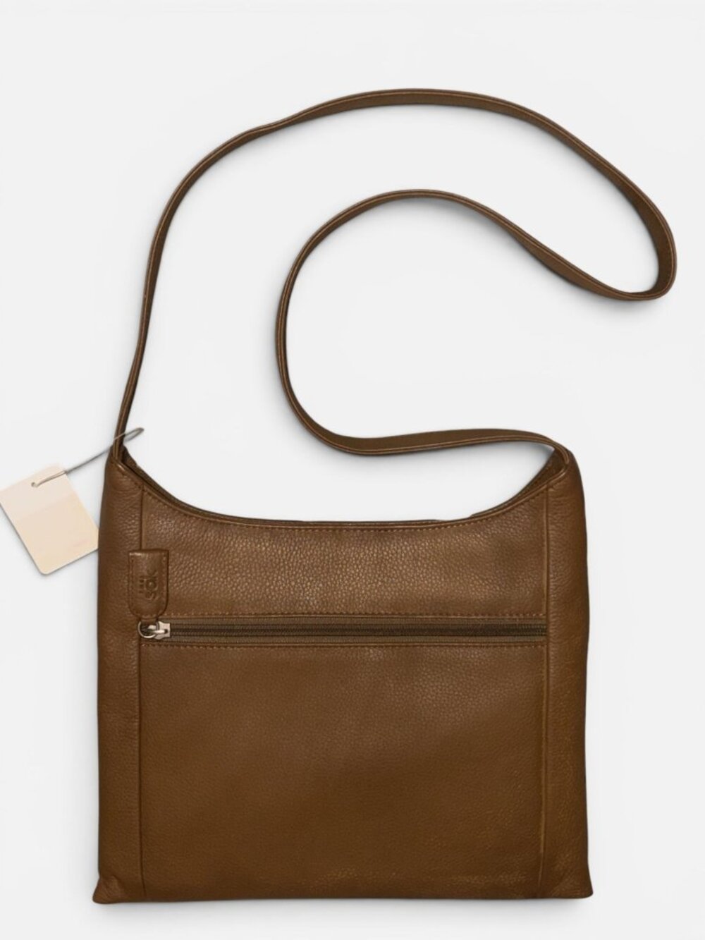 The Sak Slim Pack Brown Leather Shoulder Bag + Essential Crochet Zipper Pouch NW - Picture 5 of 10